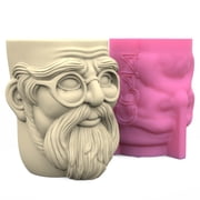 Flower Pots Silicone Molds Succulents Planter Castings Molds Elderly Concrete Planter Vases Molds Clay Mould Resins Molds