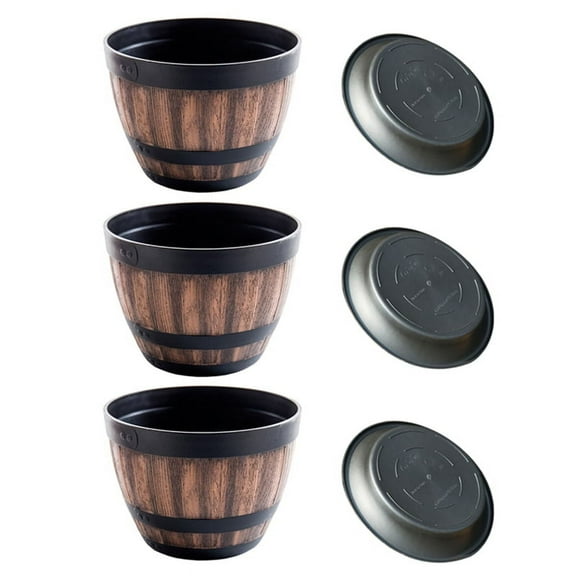 Flower Pots, Whiskey Flower Pots, Plastic Flower Pots Imitation Wine Design,for Garden Plants(3PCS),22.8cm