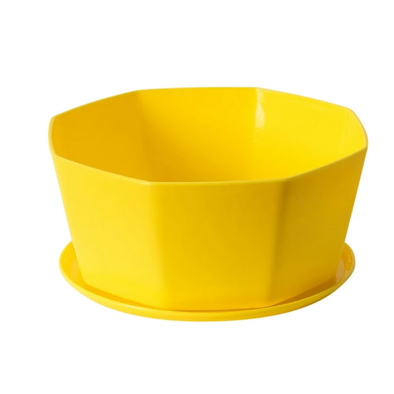 Jialinnn 5.91" x 5.51" x 2.56" Yellow Plastic Plaid Plant Pot & Planter