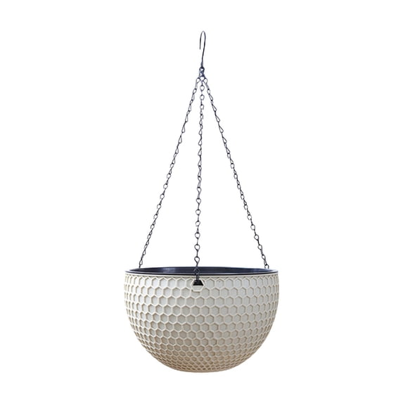 Flower Pot Hanging Indoor Outdoor Rattan Style Resin Planter with European Honeycomb Design for Home
