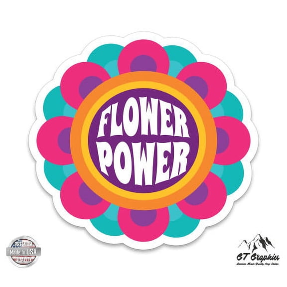 Flower Power - 3" Vinyl Sticker - For Car Laptop I-Pad Phone Helmet Hard Hat - Waterproof Decal