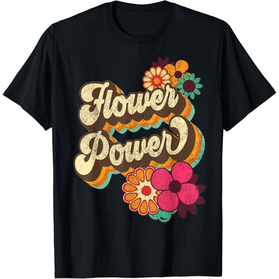 Flower Power 60s 70s Hippie Retro Groovy Positive Vibes T-Shirt mens t shirt,black,women,funny,misfits,men,journey