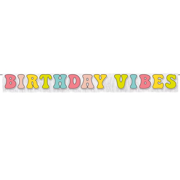 Flower Power Birthday Vibes Fringe Banner