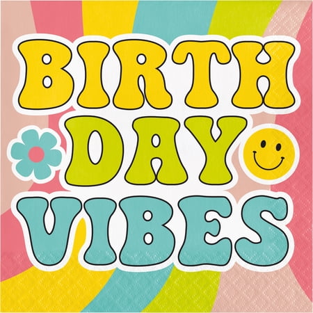 Flower Power Birthday Vibes Napkins, 48 ct