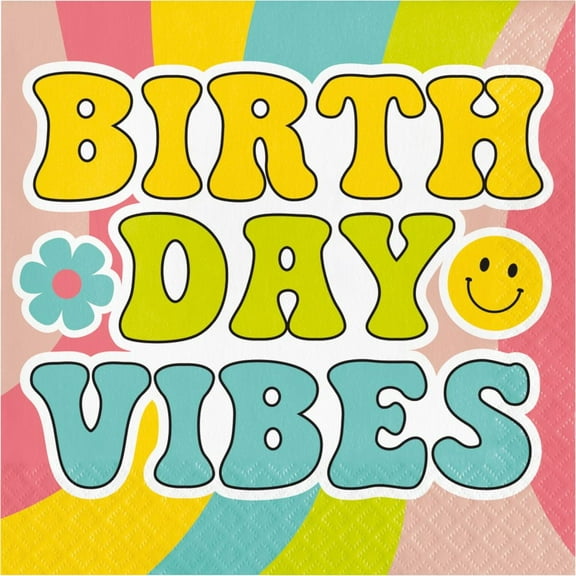 Flower Power Birthday Vibes Paper Lunch Napkins 16 Per Pack