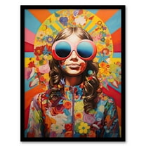 Flower Power Fanfare Florals Maximalist Bright Bold Colourful Abstract Artwork Art Print Framed Poster Wall Decor 12x16 inch