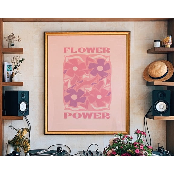 Flower Power, Hippie 60s Decor, Retro Home Decor, Retro 60s Home Decor, 70s Floral Pattern Print, 70s Wall Art, Hippie Print, Wall Art., 16x24 UNFRAMED