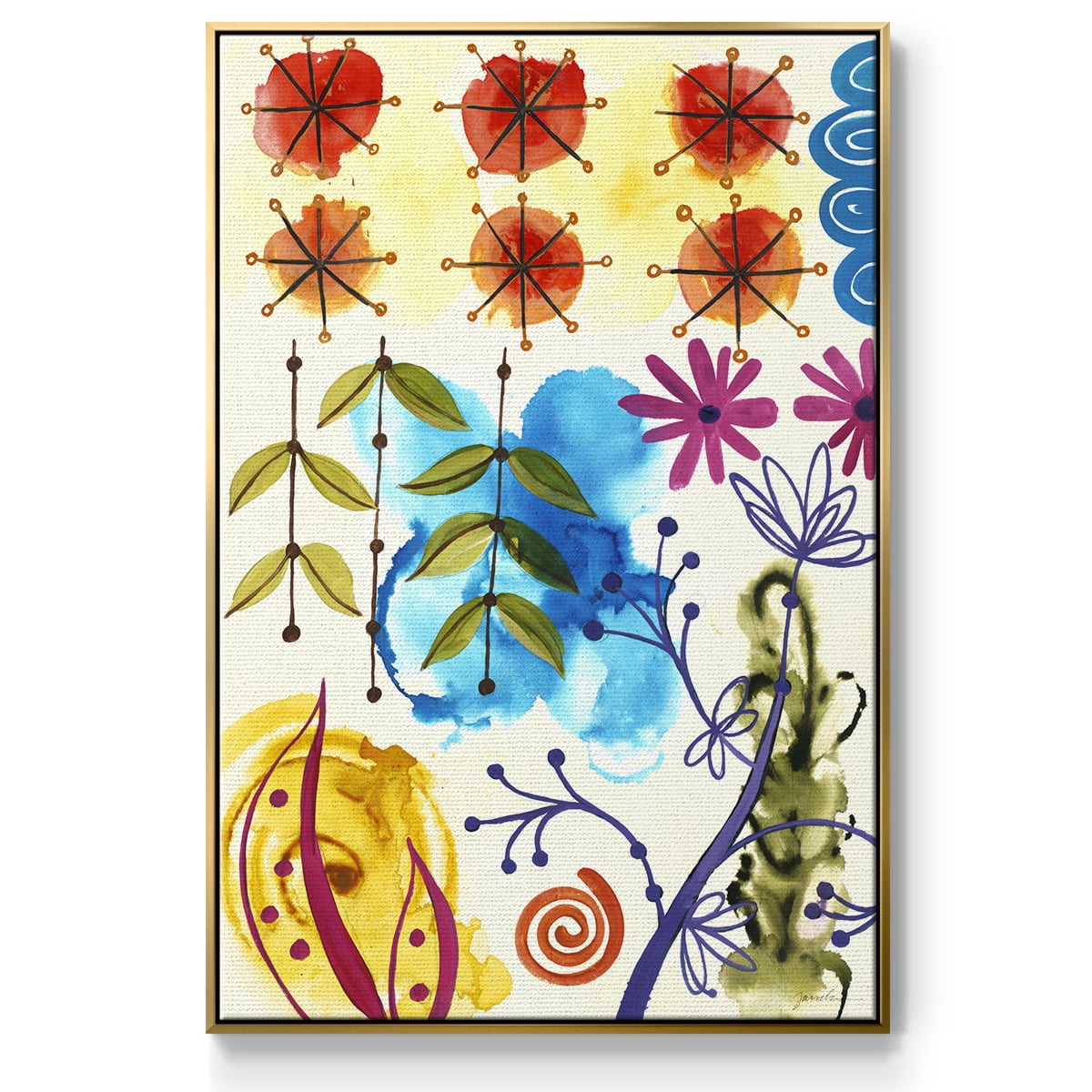 Flower Power II Framed Premium Gallery Wrapped Canvas - Ready to Hang - 17 x 25 - Gold Floating Frame