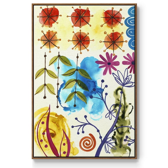 Flower Power II Framed Premium Gallery Wrapped Canvas - Ready to Hang - 17 x 25 - Walnut Floating Frame
