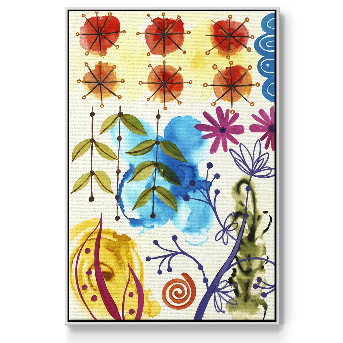 Flower Power II Framed Premium Gallery Wrapped Canvas - Ready to Hang - 17 x 25 - White Floating Frame