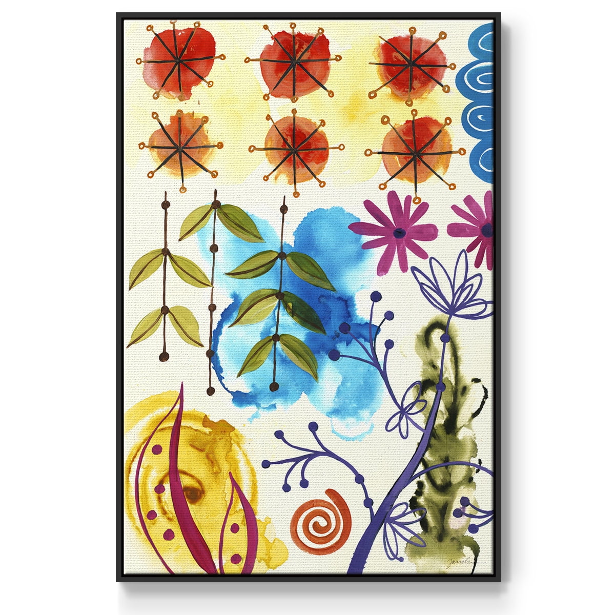 Flower Power II Framed Premium Gallery Wrapped Canvas - Ready to Hang - 27 x 41 - Black Floating Frame