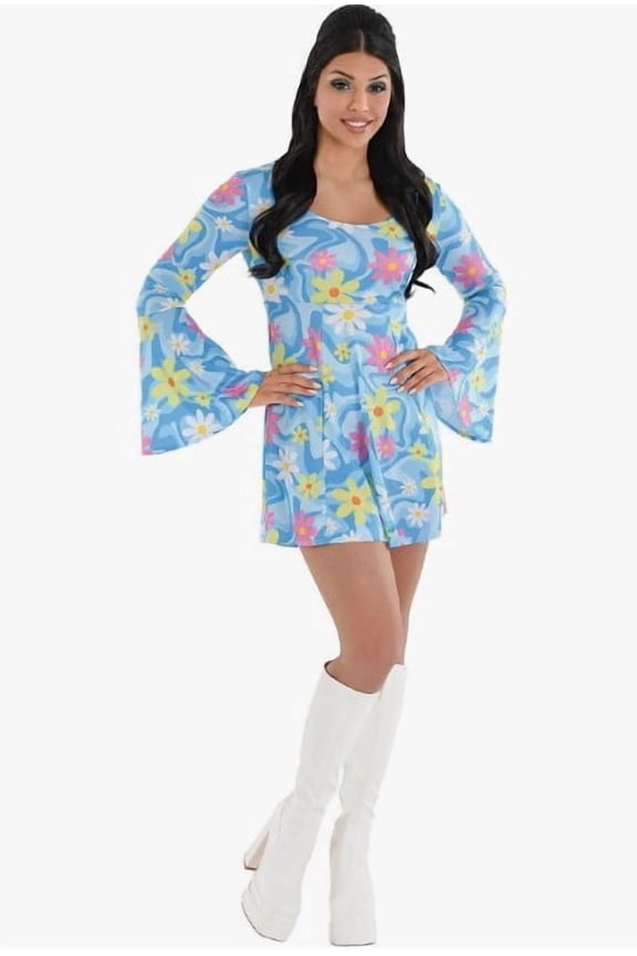 Flower Power Mini Dress - 1960's 1970's - Mod - Costume - Adult - Small/Medium