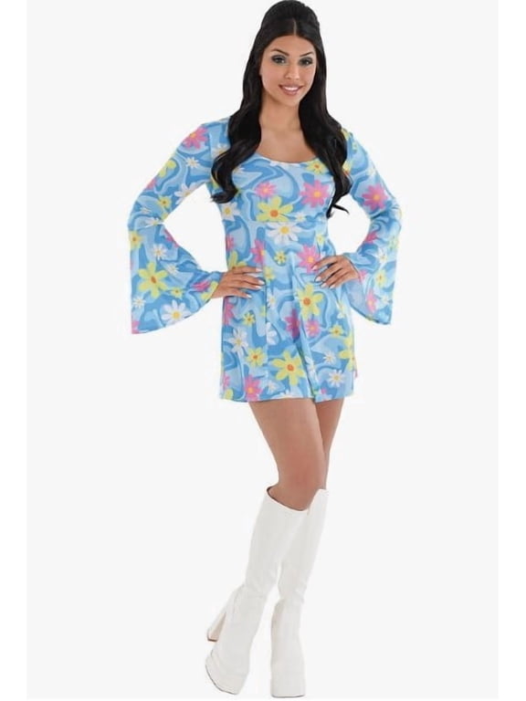 Flower Power Mini Dress - 1960's 1970's - Mod - Costume - Adult - Small/Medium