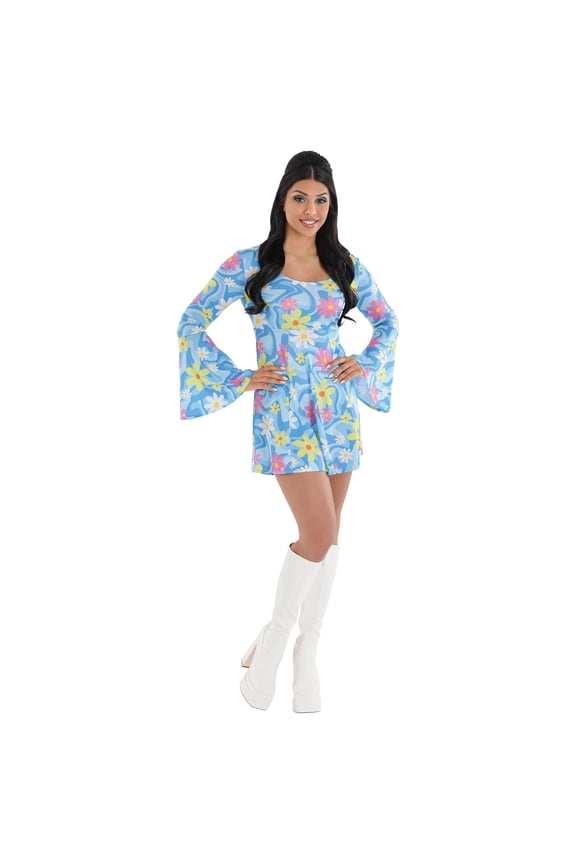 Flower Power Mini Dress - 1960's 1970's - Mod - Costume - Adult - Small/Medium