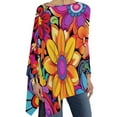 thumbnail image 1 of Flower Power T-Shirt Hippie Groovy Daisies Loose Long-Sleeve T Shirts Graphic Cute Tshirt Womens Autumn Top Tees Big Siz, 1 of 7
