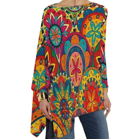 Flower Power T-Shirt Hippie Groovy Daisies Loose Long-Sleeve T Shirts Graphic Cute Tshirt Womens Autumn Top Tees Big Siz