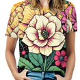 thumbnail image 1 of Flower Power T-Shirt O Neck Oversize T-Shirts Short Sleeve Classic Tees Women Summer Graphic Tops, 1 of 5