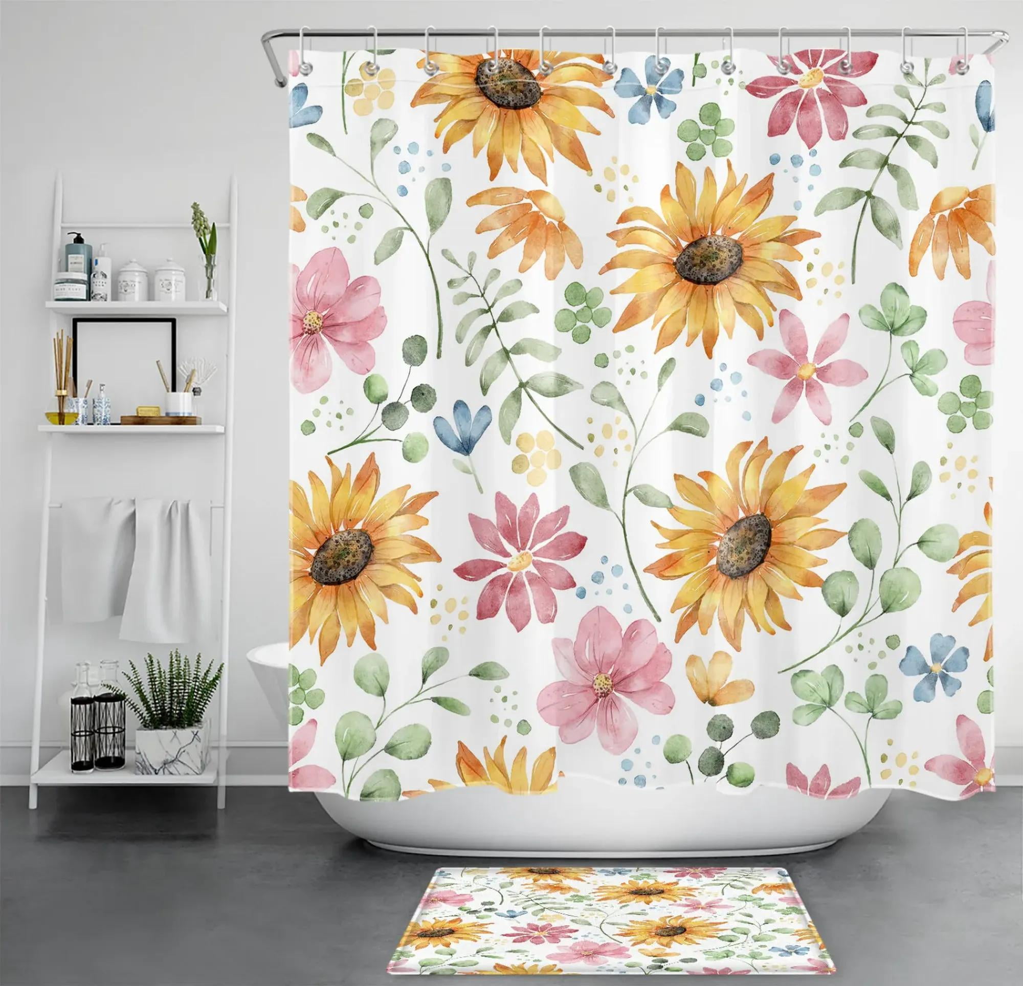 Flower Power Vibrant Floral Shower Curtain Set for Your Bathroom Decor