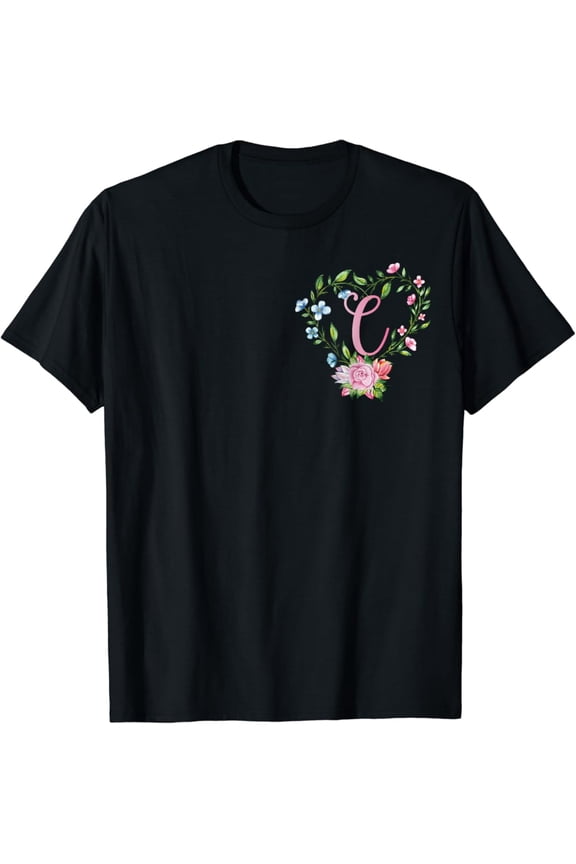 Flower Present Letter C Name Initial Monogram C Monogrammed T-F658