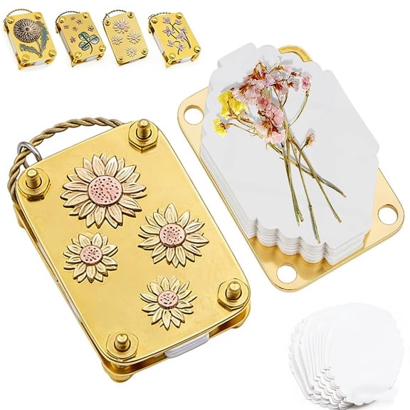 Flower Press Keychain, Mini Flower Press Kit for On-the-Go Nature Crafts, Portable Flower Press Keychain, Metal Keychain Flower Press for Preserving Botanicals