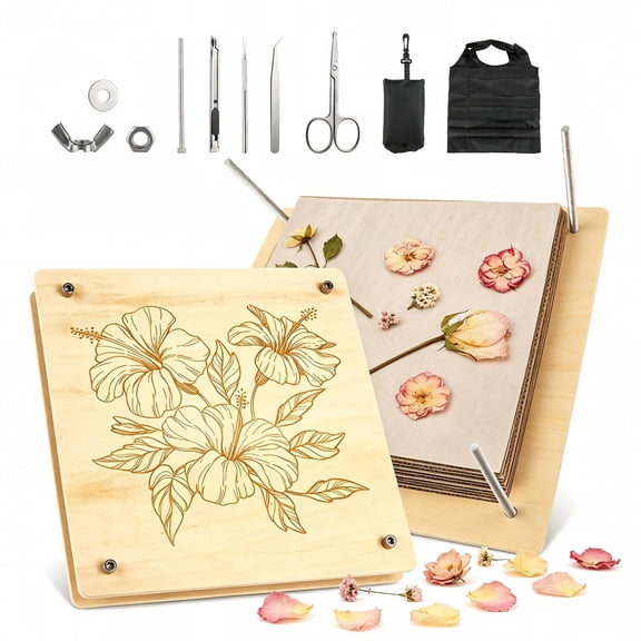 Flower Press Kit 11"x11" 10 Layers Wooden Flower Pressing Kit for Crafts, Pressed Flowers & Plant Press for Spring DIY Craft Art, Preservation Kits for Bookmark Frame Flowers Drying