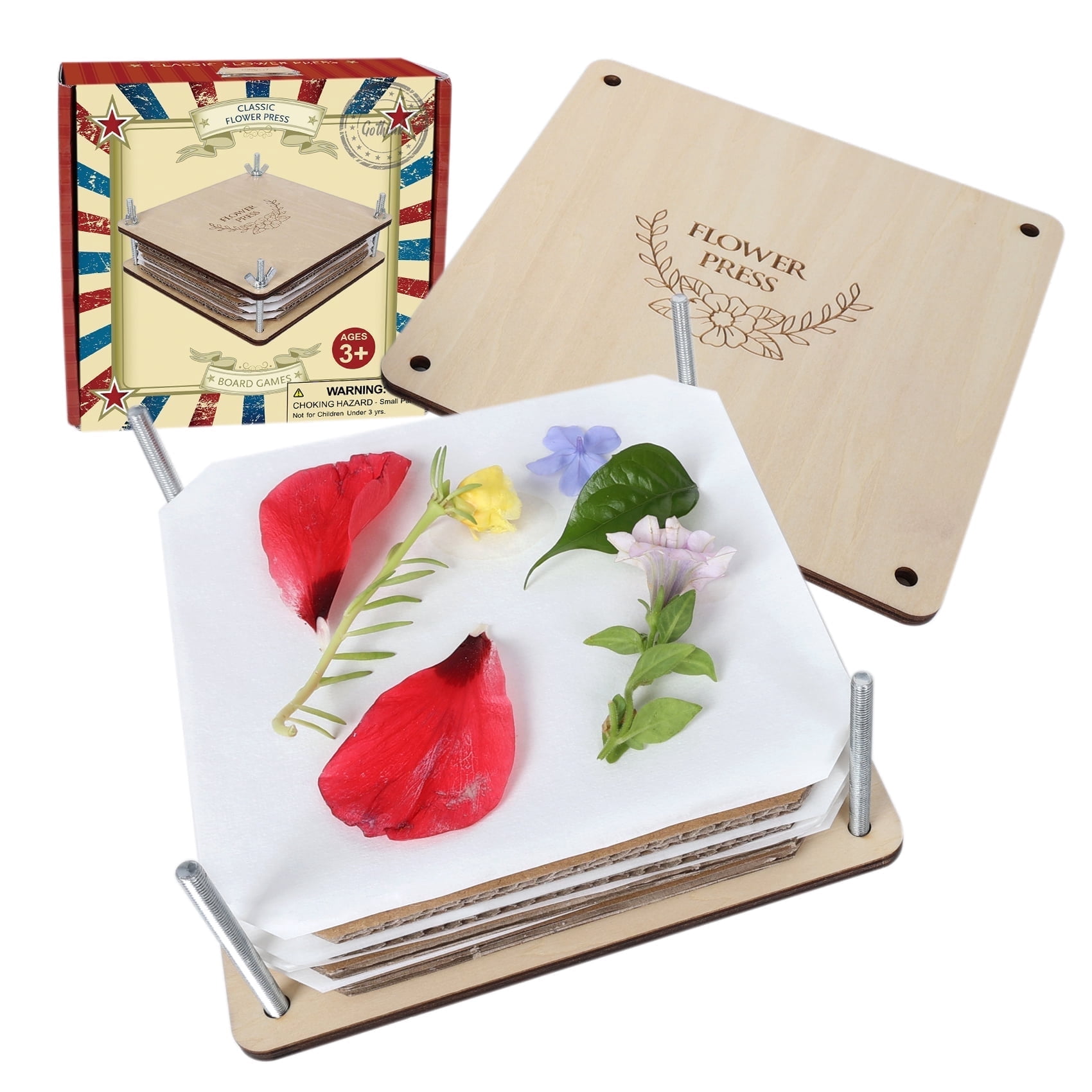Mini Presse à Fleurs Portable – 35x50mm, Avec 10 Papiers Buvards – Art Floral, DIY, Botanique