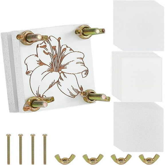 Flower Press Kit 8 Layers 1.97x1.97 Inches (5x5cm) Wooden Flower Leaf Plant Pressing Kit with Tools Small Botanical Press