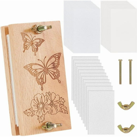 Flower Press Kit 8 Layers Wooden Leaf Plant Pressing Kit with Tools Small Botanical Press DIY for DIY Flower Arts 3.94x1.95x0.33 Inch