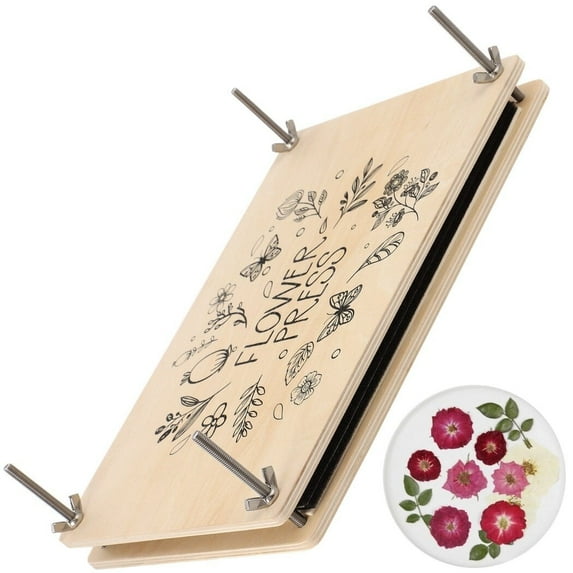 Flower Press Kit, Floral Preservation Supplies, Creative Flower Art Tools, 11.6" x 8.1" Wood Plate, Durable Construction, for Flower Leaf Plant