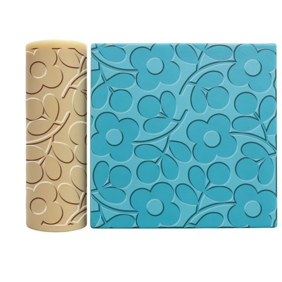 Flower Press Texture Polymer Clay Seamless Texture Roller for Jewelry Making, Crafting, and DIY Projects Compatible with All Polymer Clay Brands