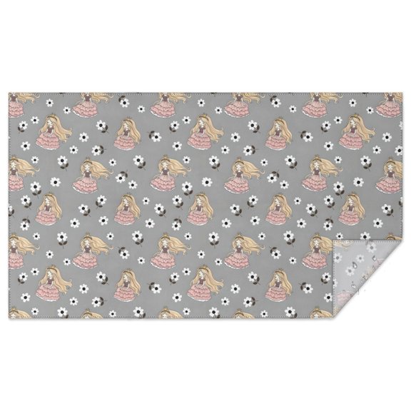 Flower Princess Pattern Rectangle Tablecloth 60"x102",Waterproof Polyester Rectangle Table Cloth, Wipeable Spillproof Polyester Tablecloth for Dining, Camping, Indoor and Outdoor