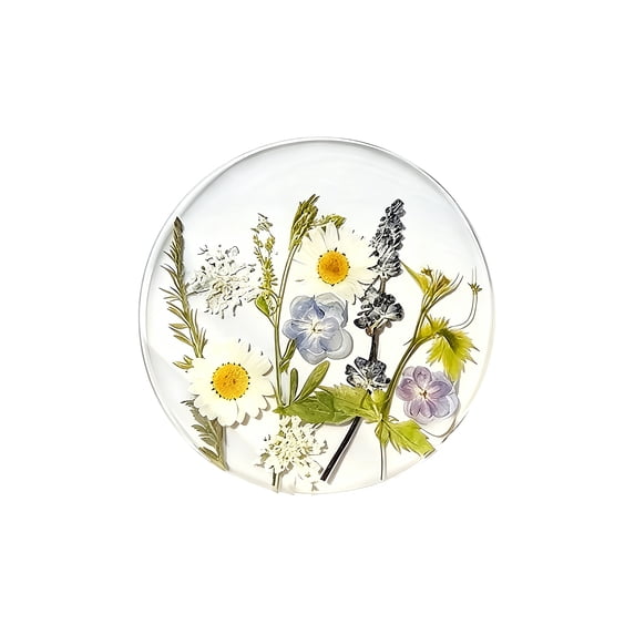 Flower Print Coaster, Decorative Acrylic Flower Round Coaster for Home Table, for Cup Drink and Glass Protection Sky Blue