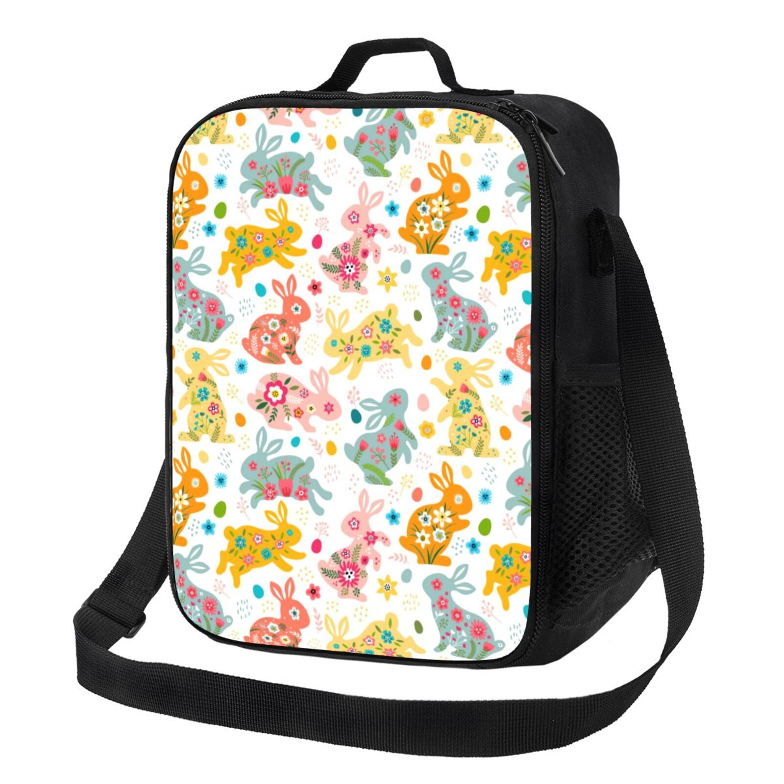 Flower Print Cute Rabbit_A Lunch Box for Women Men, Insulated Lunch ...