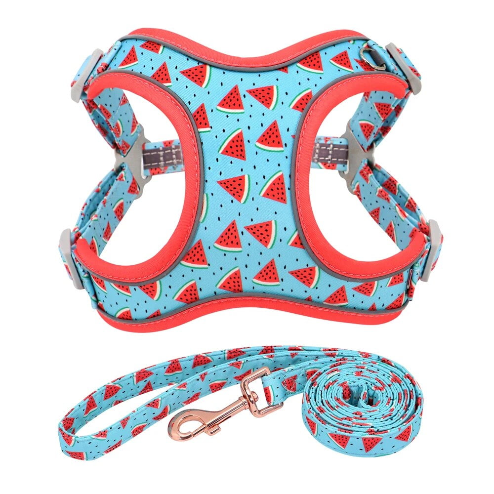 Flower Print Dog Harness Leash Reflective Pet Puppy Harness Vest Leash ...