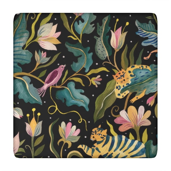 Flower Print Elastic Fitted Tablecloth - Watercolor Flowers Pattern Square Table Cover, Windproof Snug Fit Outdoor Picnic Table Protector, Washable Cute flowers Design (34x34 Inches)