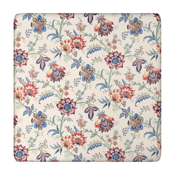 Flower Print Elastic Fitted Tablecloth - Watercolor Flowers Pattern Square Table Cover, Windproof Snug Fit Outdoor Picnic Table Protector, Wrinkle-Free Washable Cute flowers Design