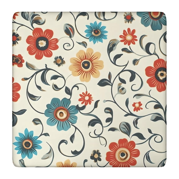 Flower Print Elastic Fitted Tablecloth - Watercolor Flowers Pattern Square Table Cover, Windproof Snug Fit Outdoor Picnic Table Protector, Wrinkle-Free Washable Cute flowers Design