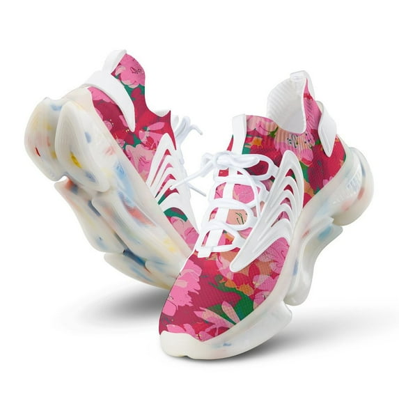 Flower Print Walking Shoes for Men Woman Lightweight Tennis Fashion Elastic Sports Shoes Cushion Basketball Shoes