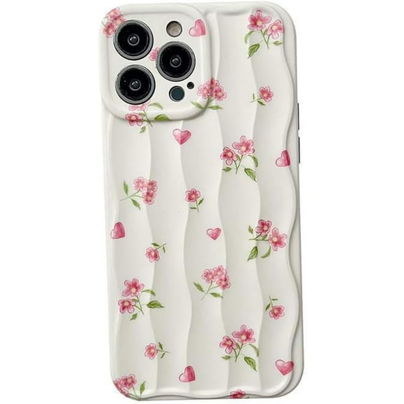Flower Print Water Ripple Wave Pattern Soft  for iPhone Case (White,iPhone 11)
