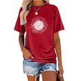 thumbnail image 1 of Flower Print Women Short Sleeved Summer T-Shirt Female Casual Round Neck Tops, 1 of 4