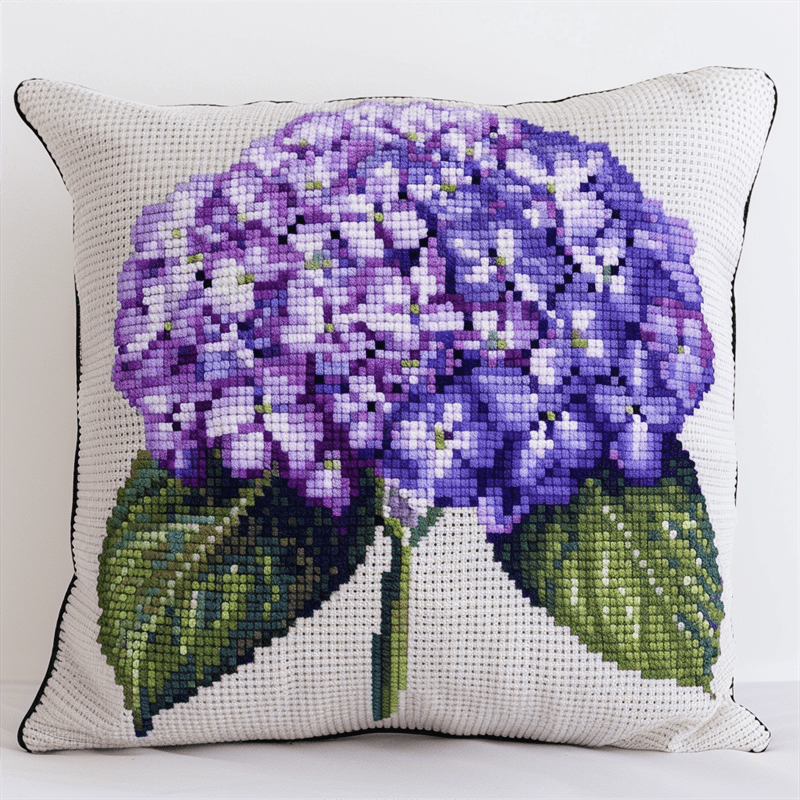 Flower Printed Cross Stitch Pillow Case Kits , 17.72" x 17.72" , Cross Stitch Kits Stamped (11 Count)