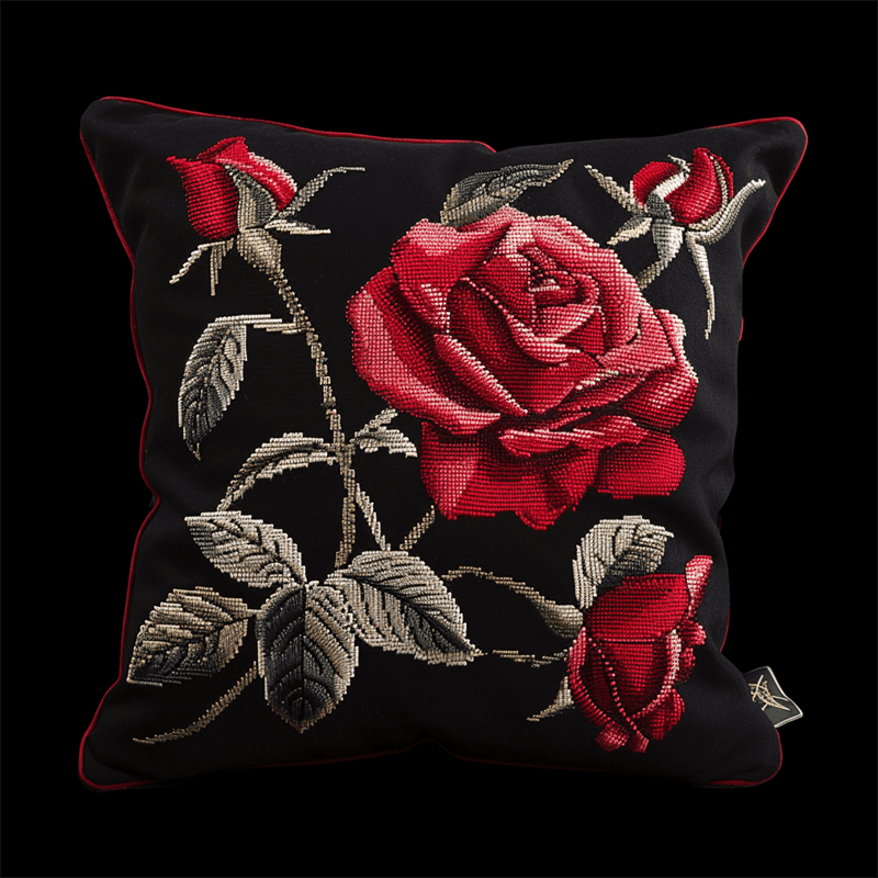 Flower Printed Cross Stitch Pillow Case Kits , 17.72" x 17.72" , Cross Stitch Kits Stamped (11 Count)
