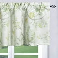 thumbnail image 1 of Flower Printed Valance for Living Room, 1 Panel Linen Textured Rod Pocket Window Treatment for Guest Room, 52 x 12 Inch Rustic Valance for Bedroom- Green Flower on Beige, 1 of 6