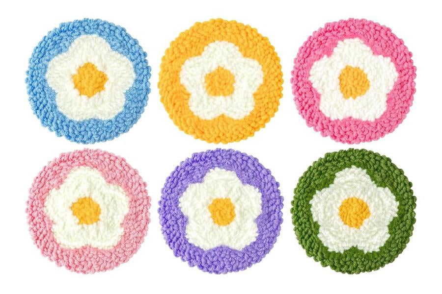 Flower Punch Needle Coasters Kit,6-pattern punch needle Needle Coasters Kit ,Punch Art for Beginners,Suitable for Home Decoration