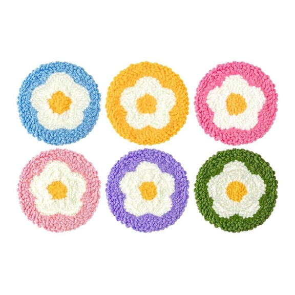 Flower Punch Needle Coasters Kit,6-pattern punch needle Needle Coasters Kit ,Punch Art for Beginners,Suitable for Home Decoration