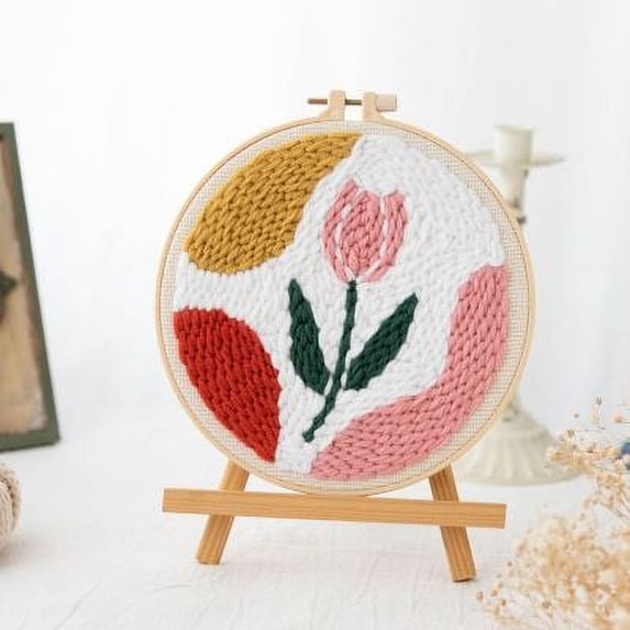 Flower Punch Needle Kits Adults Beginner, Handcraft DIY Craft Hoop Kit ...
