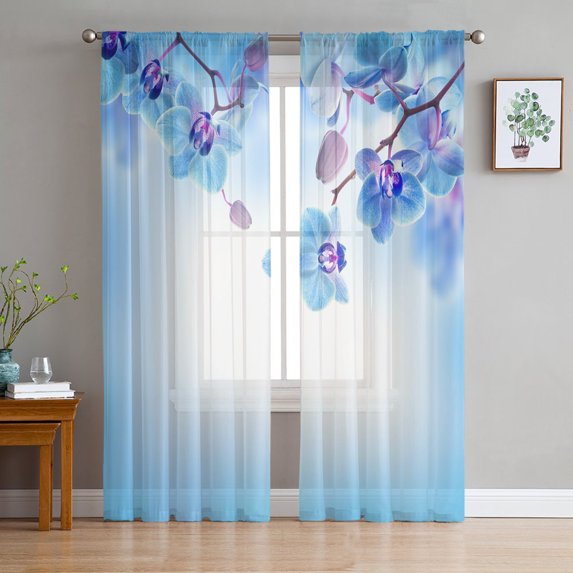 Flower Pure Orchid Water Surface Window Curtains Living Room Tulle Curtains Kitchen r Kids Room Curtain Window Treatment