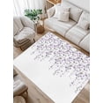 thumbnail image 1 of Flower Purple Area Rug for Bedroom 5x7 Ft Grey Cherry Blossoms White Background Super Soft fuzzy Throw Rug Non-Slip Fluffy Plush Indoor Floor Carpet for Living Room Nursery Home Decor, 1 of 8