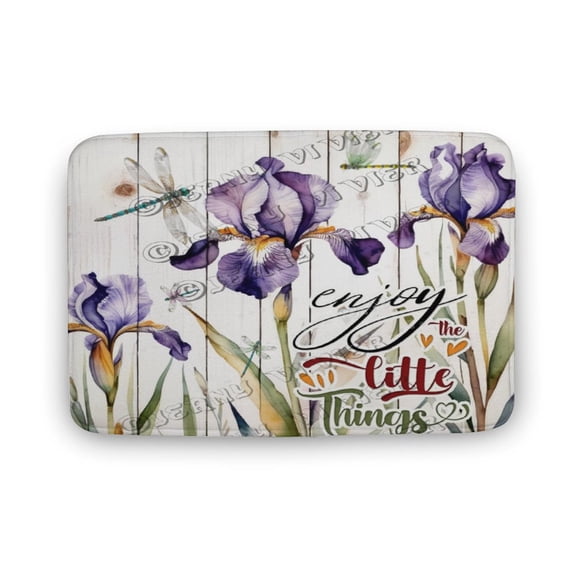 Flower Purple Iris - Enjoy The Little Things Pattern Bath Mat,Plush Bathroom Decor Mat with Non Slip Backing,Bath Rugs for Bathroom, Great for Bath, Shower, Bedroom 20"x32"