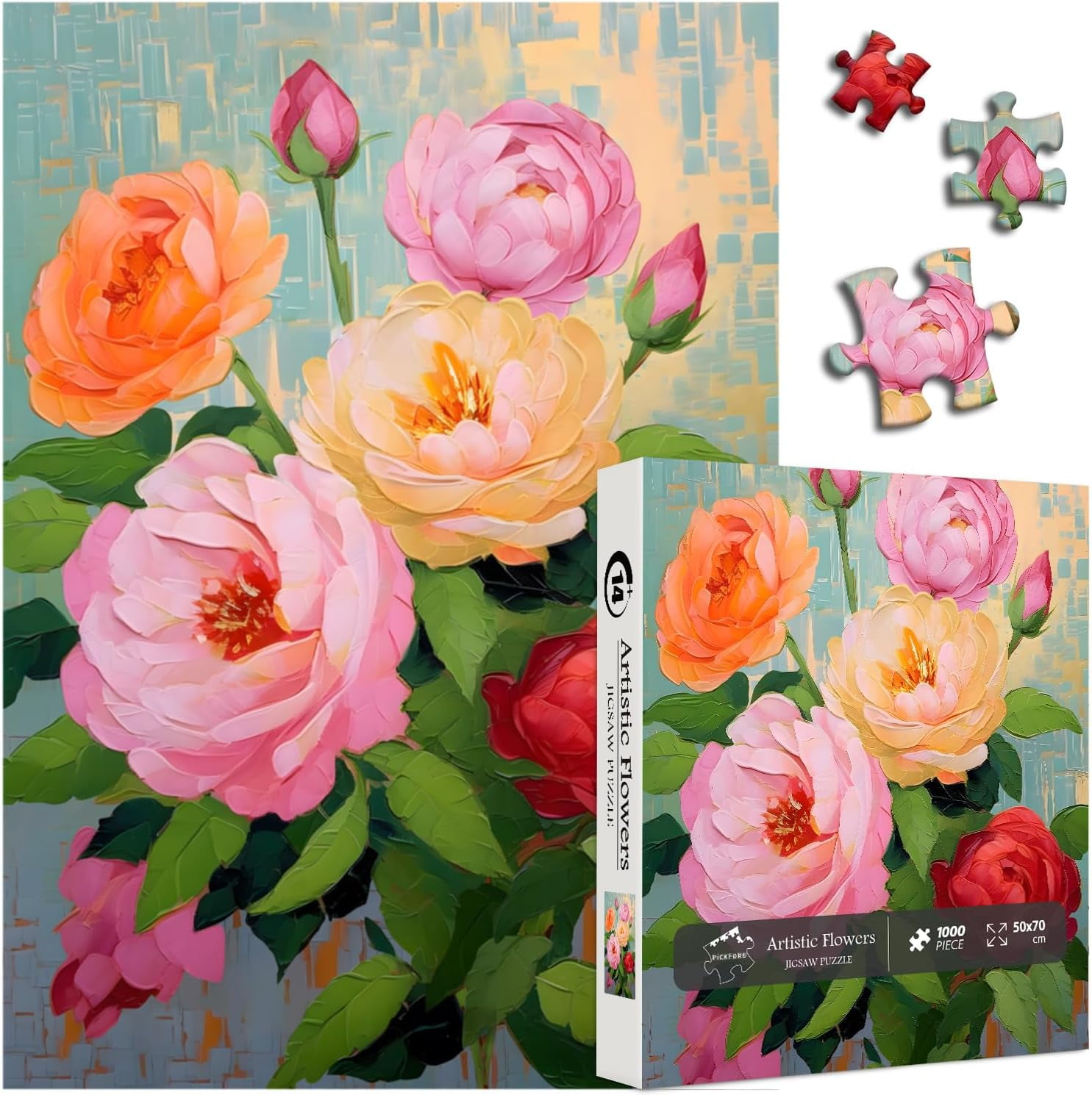 Flower Puzzles for Adults 1000 Pieces, Beautiful Rose Art Puzzles